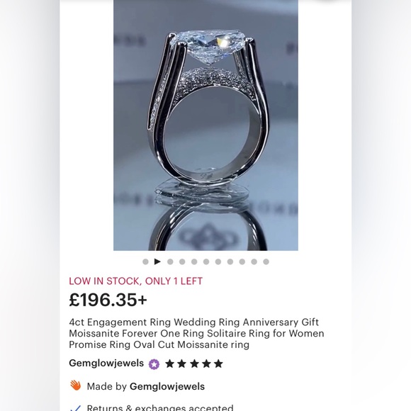 Retail $450 4 carat Stunning platinum plated Ring with Halo AAA cubic zi… - Picture 4 of 5